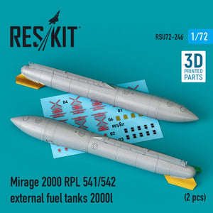 RESKIT RSU72-0246 MIRAGE 2000 RPL 541/542 EXTERNAL FUEL TANKS 2000LT (2 PCS) (3D PRINTED) 1/72