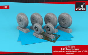 Armory Models AW48349 B-29 Superfortress early production wheels w/ weighted tyres type “c” (GS) &amp;amp; PE hubcaps 1/48