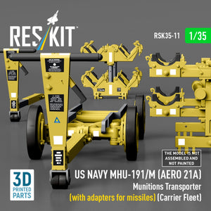 RESKIT RSK35-0011 US NAVY MHU-191/M (AERO 21A) Munitions Transporter (with adapters for missiles) (Carrier Fleet) (3D Printed model kit) 1/35 – image 5