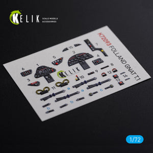 KELIK K72093 Folland Gnat T.1 interior 3D decals for Airfix kit 1/72