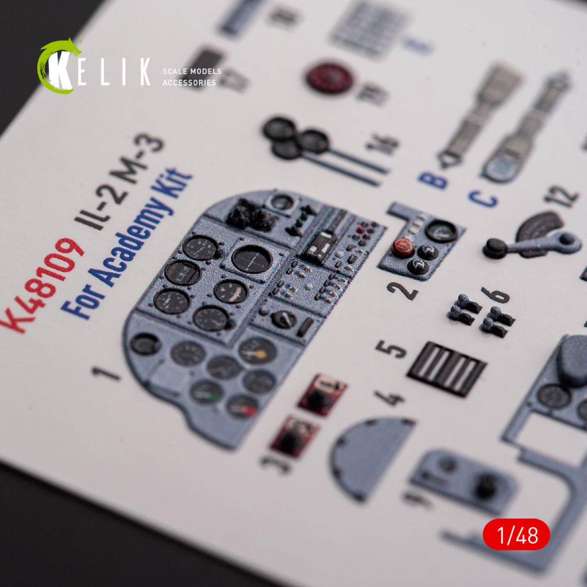 KELIK K48109 IL-2M3 - interior 3D decals for Academy/Accurate Miniatures kit 1/48 – zdjęcie 2