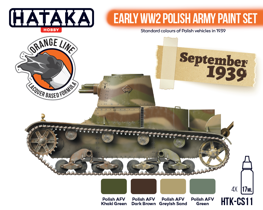 Hataka HTK-CS11 ORANGE LINE – Early WW2 Polish Army paint set 4x17ml – zdjęcie 2