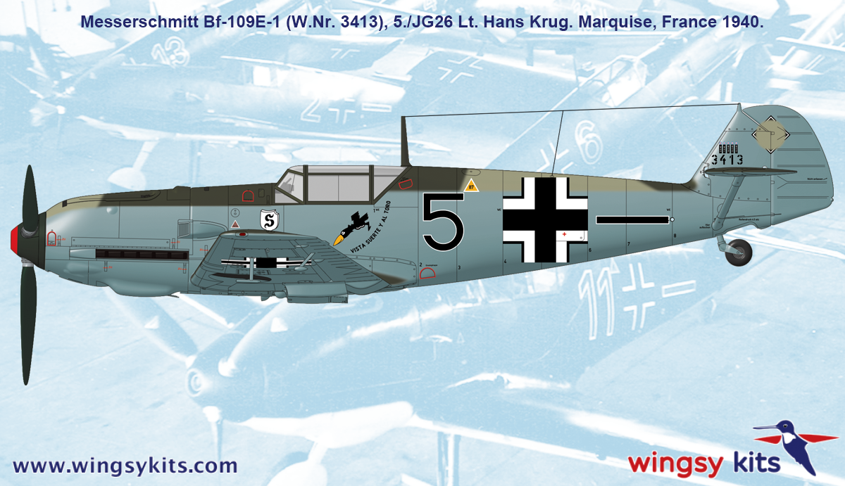 Wingsy Kits D5-07 German WWII Fighter MESSERSCHMITT Bf 109 E-1 1/48 – zdjęcie 16