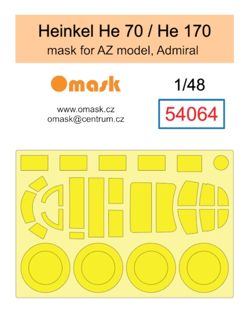 Omask 54064 Heinkel He 70 / He 170 mask (for AZ model, Admiral) 1/48