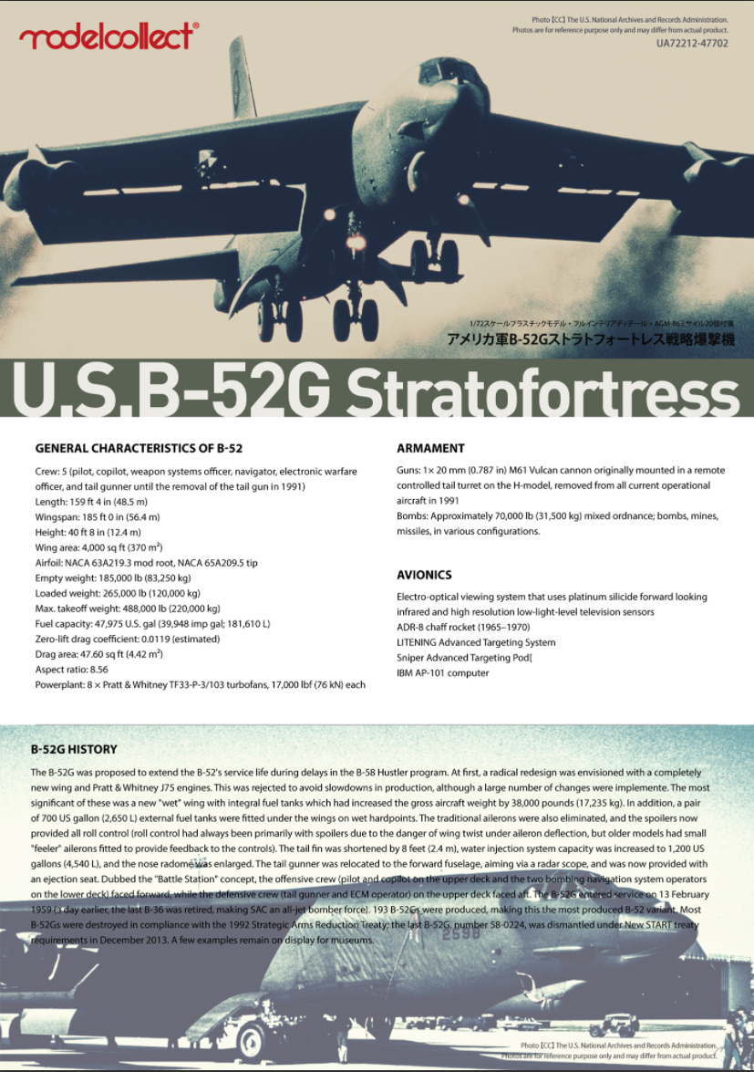 Modelcollect UA72212 USAF B-52 Stratofortress strategic Bomber new version 1/72 – image 5