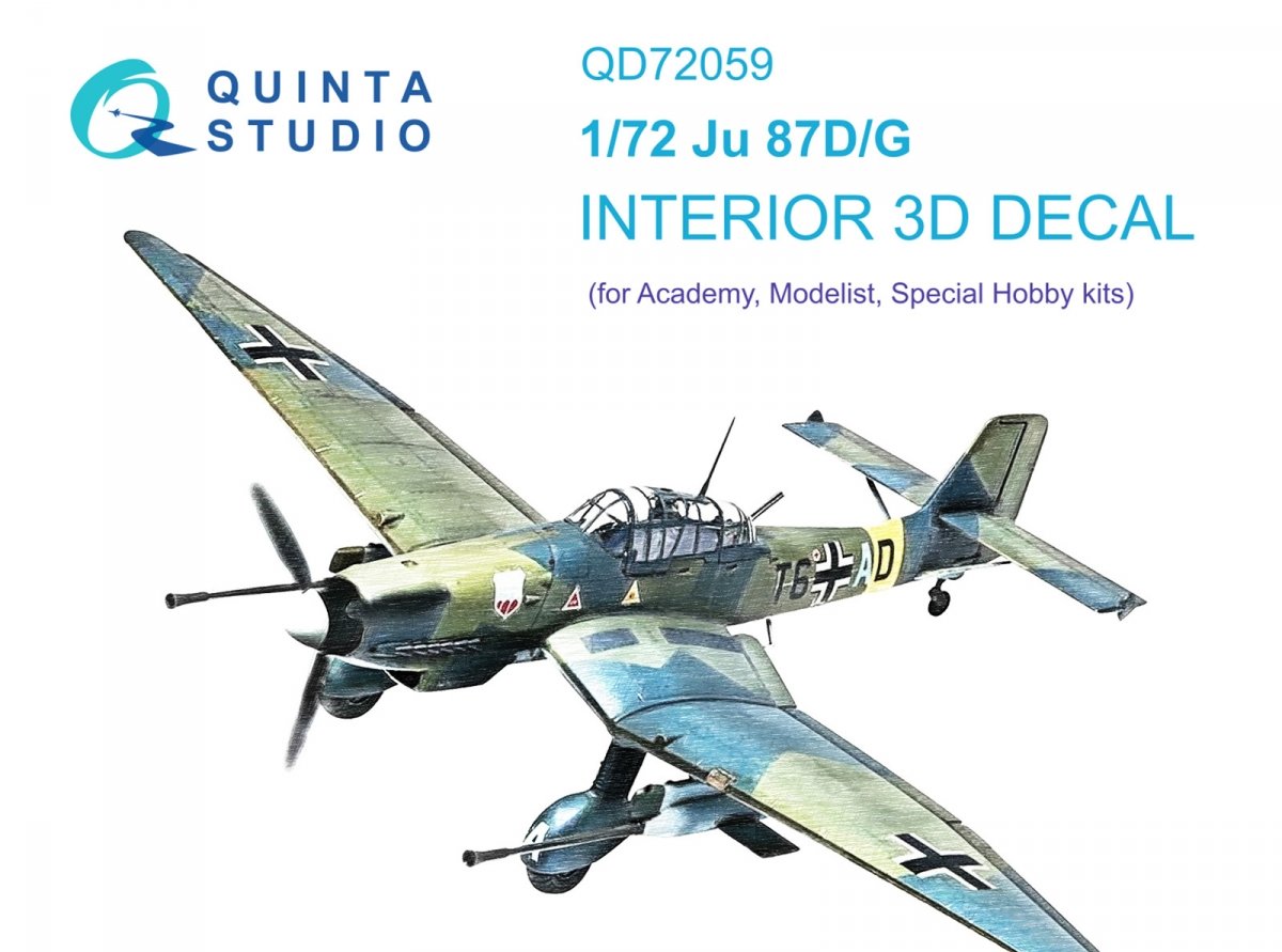 Quinta Studio QD72059 Ju 87 D/G 3D-Printed & coloured Interior on decal paper (Academy/Special Hobby) 1/72
