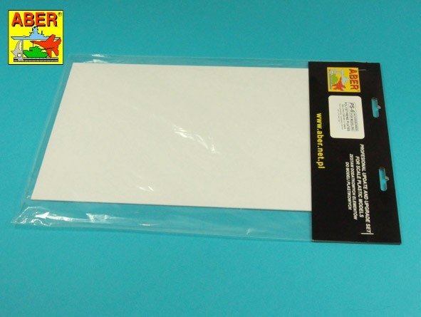 Aber PS-6 Płyty z białego polistyrenu 195 x 315 x 2,00 po 1 szt. / Polystyrene plates 195 x 315 x 2,00 mm x 1 pcs.