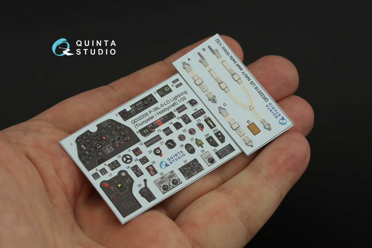 Quinta Studio QD32200 P-38L-5-LO Lightning 3D-Printed &amp;amp; colored Interior on decal paper (Trumpeter/Hobbycraft) 1/32 – image 8
