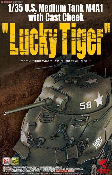 Asuka 35-035 U.S. Medium Tank M4A1 with Cast Cheek "Lucky Tiger" 1/35