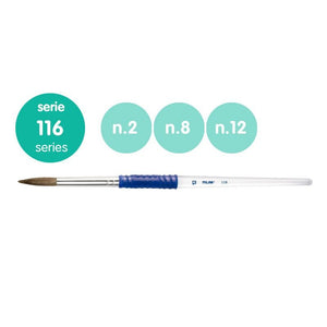 Milan 10463 Blister pack 3 round brushes (goat &amp;amp; synthetic hair) ergo plastic handle 116 series no 2, 8 and 12 – zdjęcie 2