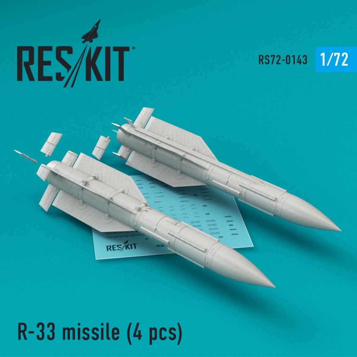 RESKIT RS72-0143 R-33 MISSILES (4PCS) 1/72