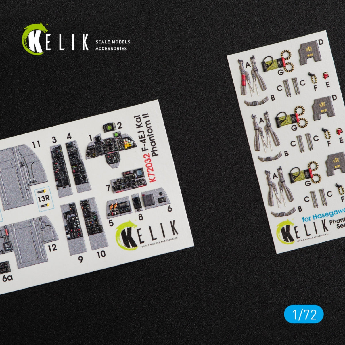 KELIK K72032 F-4EJ KAI "PHANTOM II" INTERIOR 3D DECALS FOR HASEGAWA KIT 1/72
