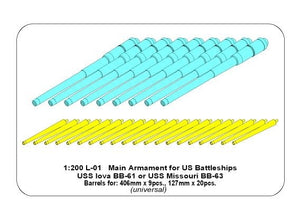 Aber 200L-01 Main Armament for US battleship Iova or Missouri 406mm x9, 127mm x20 1/200 – zdjęcie 7
