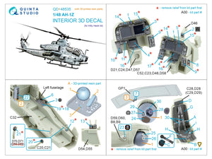 Quinta Studio QD+48535 AH-1Z Zulu Cobra/Viper 3D-Printed &amp;amp; coloured Interior on decal paper (KittyHawk) (with 3D-printed resin parts) 1/48 – zdjęcie 13