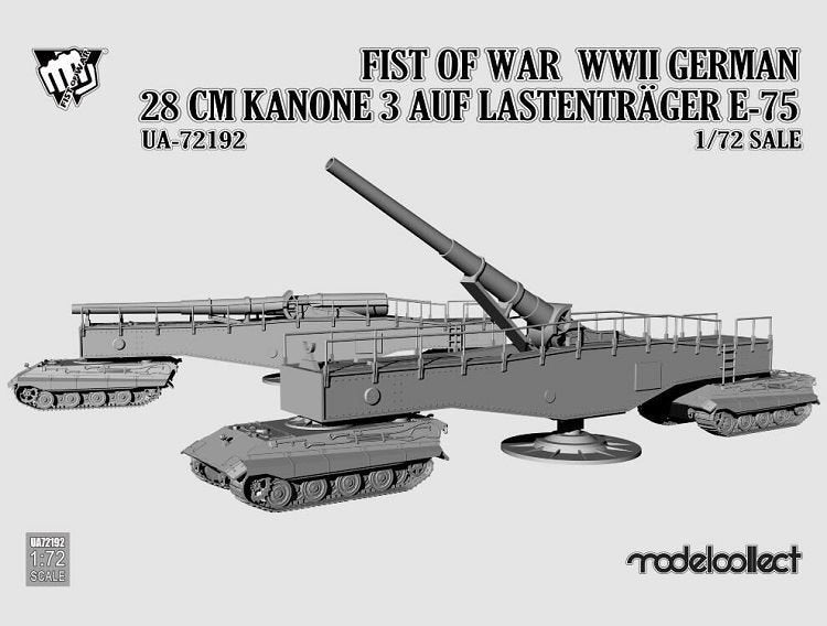 Modelcollect UA72192 Fist of War WWII German 28CM Kanone 3 Auf Lastenträger E-75 1/72 – image 2