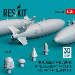 RESKIT RS48-0493 Mk.83 bombs with BSU-35 (4 pcs) (3D printed) 1/48 – zdjęcie 2