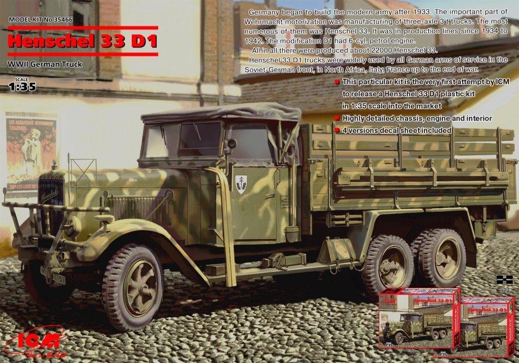 ICM 35466 Henschel 33D1, WWII German Army Truck 1/35