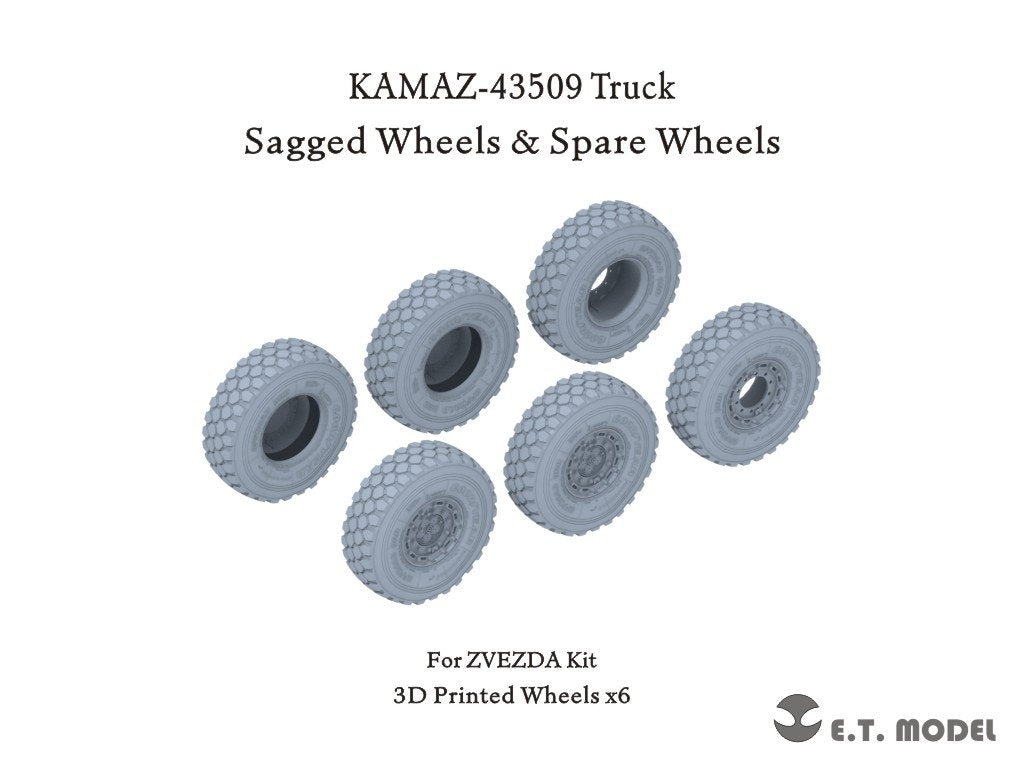E.T. Model P35-131 KAMAZ-43509 Truck Sagged wheels &amp;amp; Spare Wheels for Zvezda kit 1/35