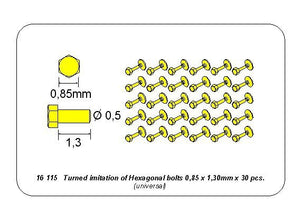 Aber 16115 Turned imitation of Hexagonal bolts 0,85 x 1,30 mm x 30 pcs. 1/16 – zdjęcie 4
