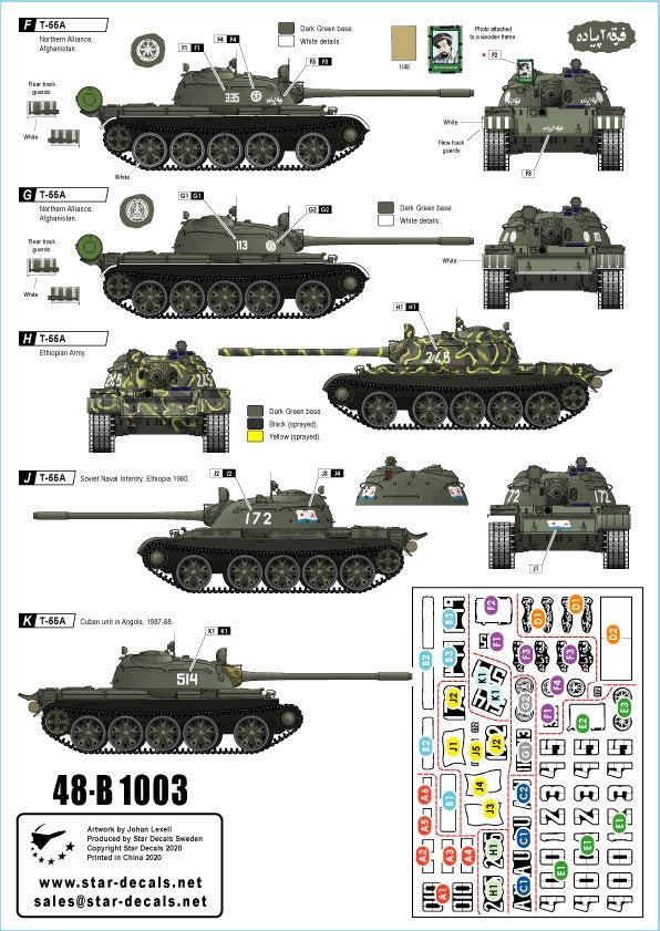 Star Decals 48-B1003 T-55A Tanks # 3. War. Used in wars in Africa, Middle East and Afghanistan 1/48 – zdjęcie 2