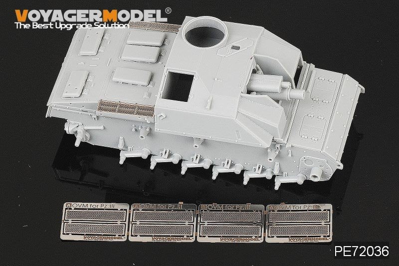 Grilles Voyager Model PE72036 pour char allemand Pz.Kpfw.III de la Seconde Guerre mondiale (4 pièces) pour DRAGON 1/72