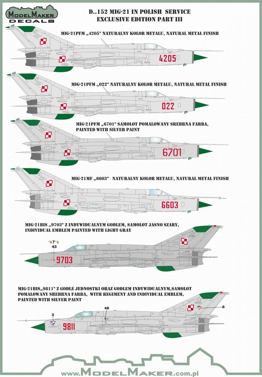 ModelMaker Decals D48152 MiG-21 in Polish service exclusive edition part III 1/48 – image 3