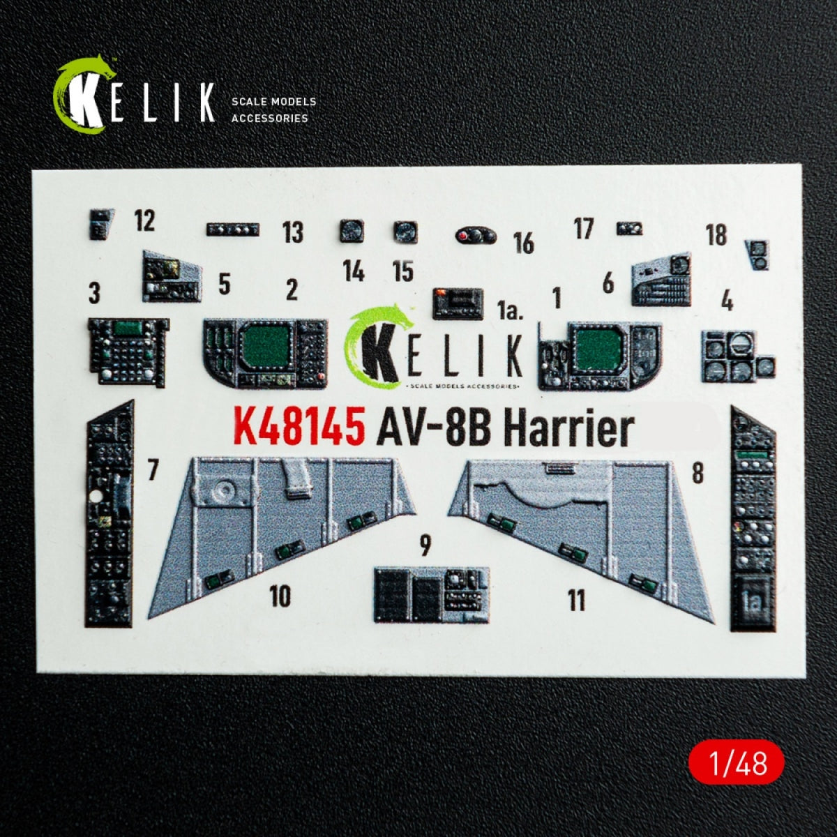 Kelik K48145 AV-8B Harrier - interior 3D decals for Hasegawa kit 1/48