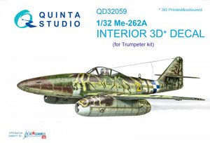 Intérieur imprimé en 3D et coloré sur papier décalcomanie Quinta Studio QD32059 Me-262A (pour maquette Trumpeter) 1/32