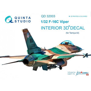 Quinta Studio QD32003 F-16C 3D-Printed &amp;amp; colored Interior on decal paper (for Tamiya kit) 1/32