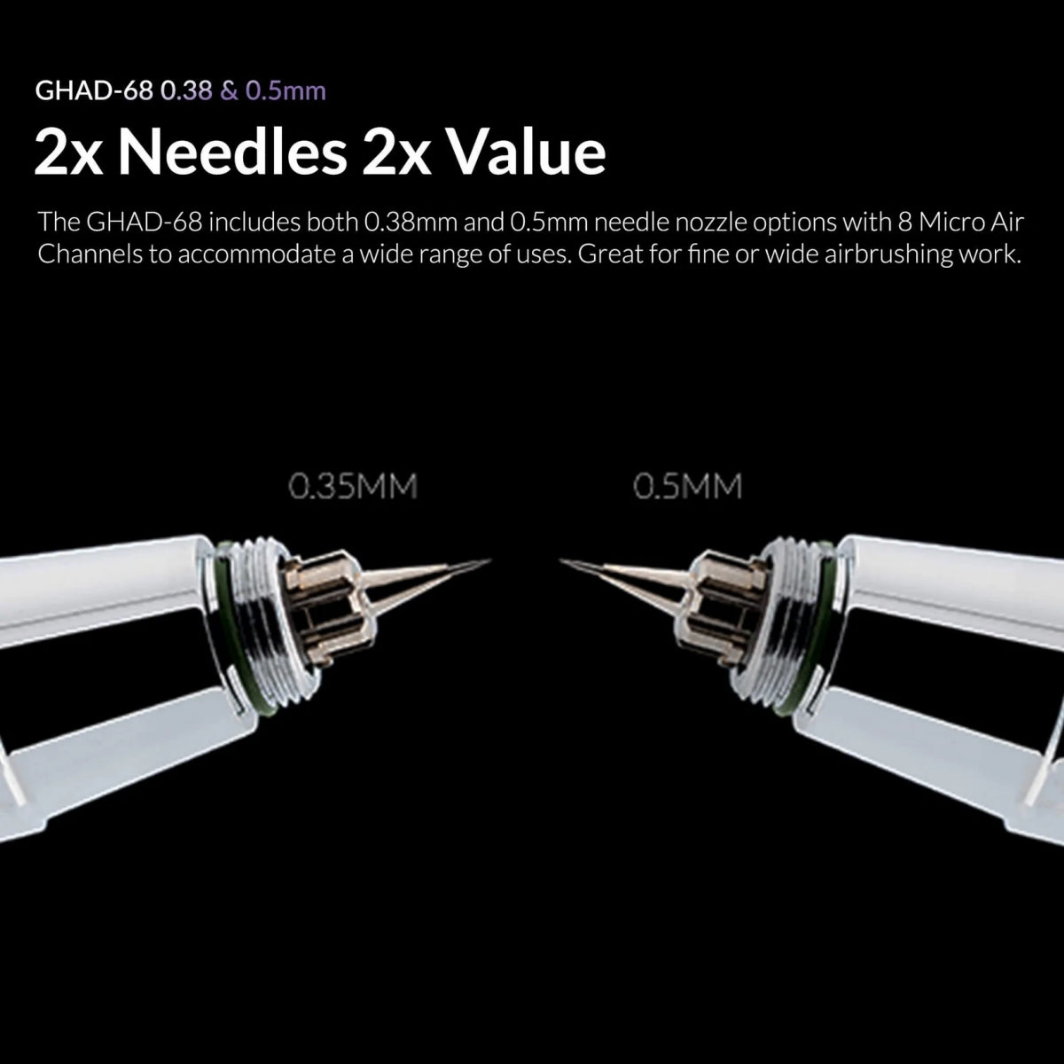 Gaahleri 40140 Advanced Series GHAD-68 Airbrush 0,38 mm &amp; 0,5 mm, 1/4 oz &amp; 1/2 oz