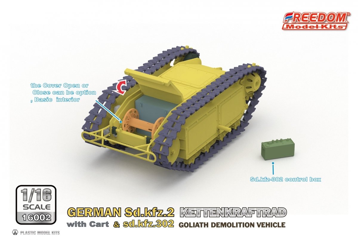 Freedom 16002 GERMAN SD.KFZ.2 KETTENKRAFTRAD &amp;amp; SD.KFZ.302 GOLIATH DEMOLITION VEHICLE 1/16 – image 9