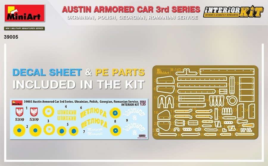 MiniArt 39005 AUSTIN ARMORED CAR 3rd SERIES: UKRAINIAN, POLISH, GEORGIAN, ROMANIAN SERVICE. INTERIOR KIT 1/35 – zdjęcie 5