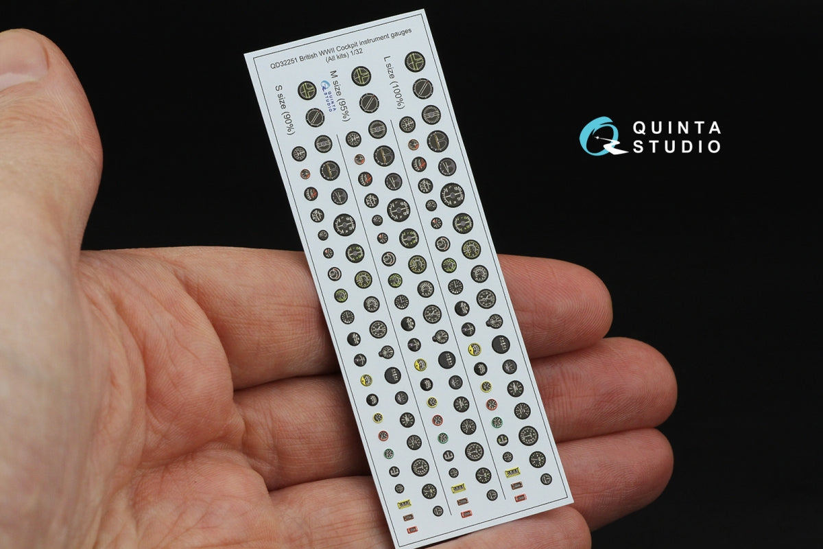 Quinta Studio QD32251 British WWII Cockpit instrument gauges 3D-Printed &amp;amp; coloured Interior on decal paper (All Kits) 1/32 – zdjęcie 2
