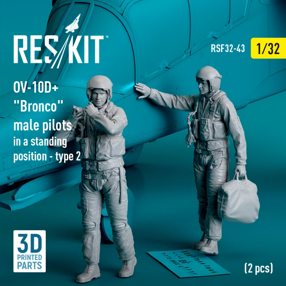 RESKIT RSF32-0043 OV-10D+ &amp;quot;Bronco&amp;quot; male pilots (in a standing position - type 2) (2 pcs) (3D Printed) 1/32