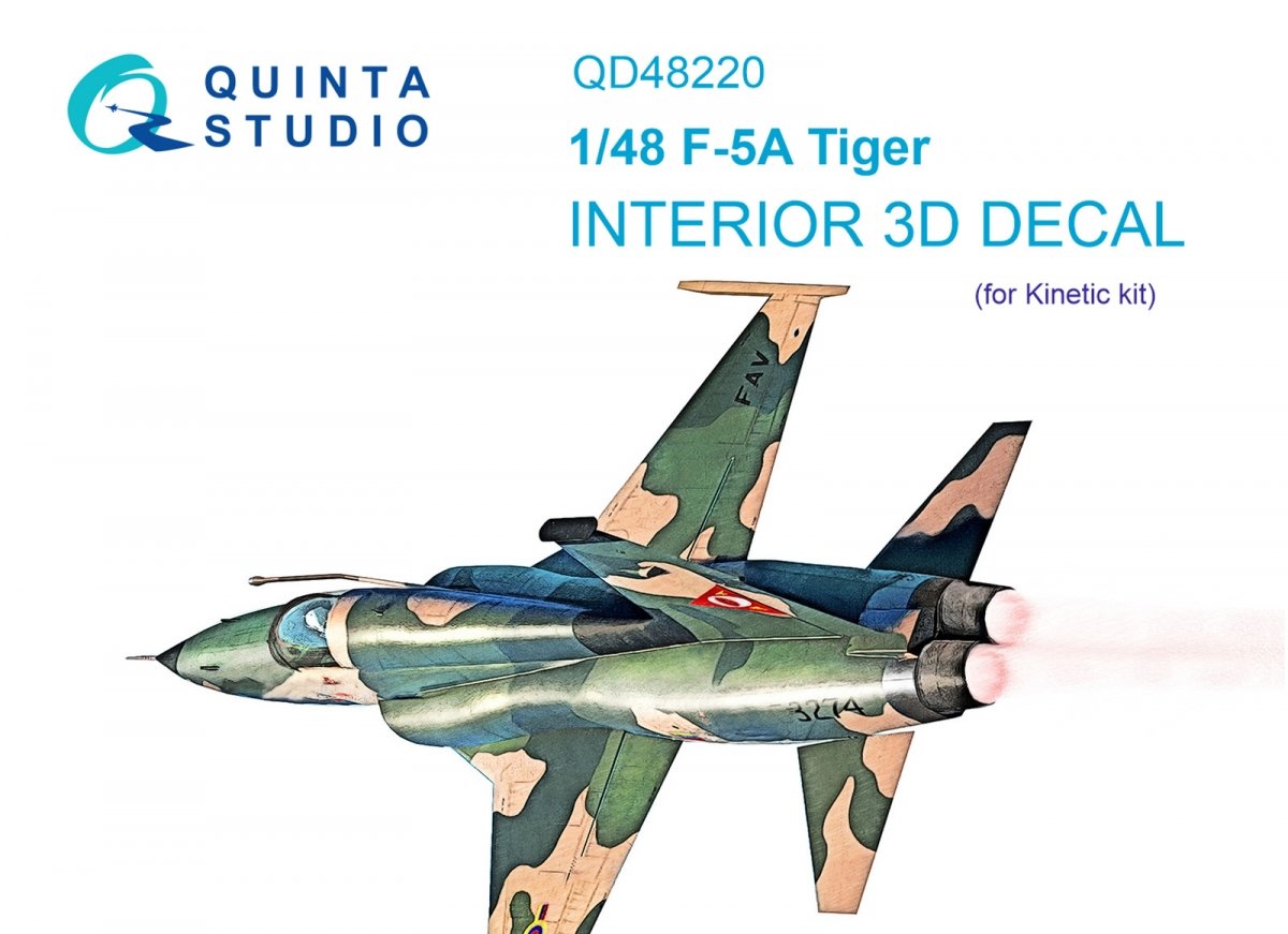 Quinta Studio QD48220 F-5A 3D-Printed &amp;amp; colored Interior on decal paper (Kinetic) 1/48