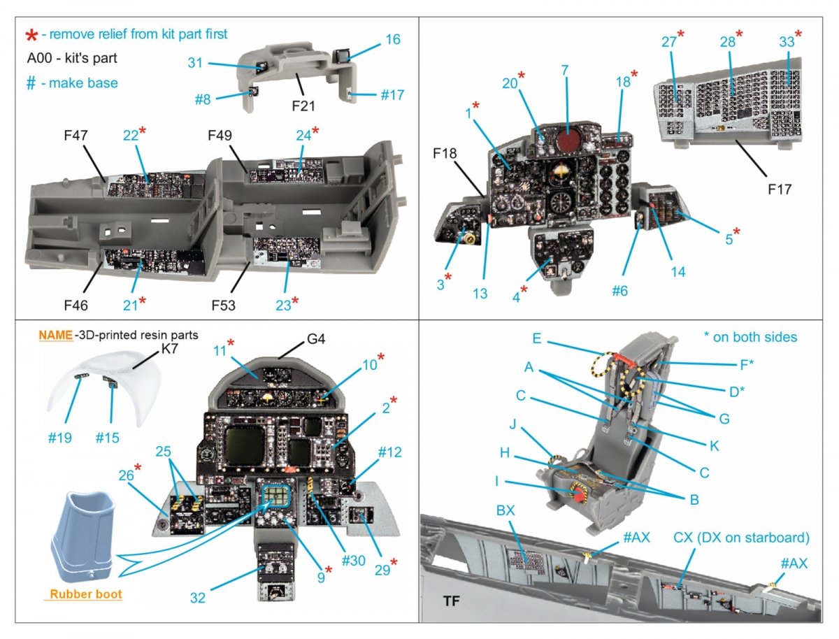 Quinta Studio QD+48341 F-4G early 3D-Printed &amp;amp; coloured Interior on decal paper (Meng) (with 3D-printed resin parts) 1/48 – zdjęcie 2