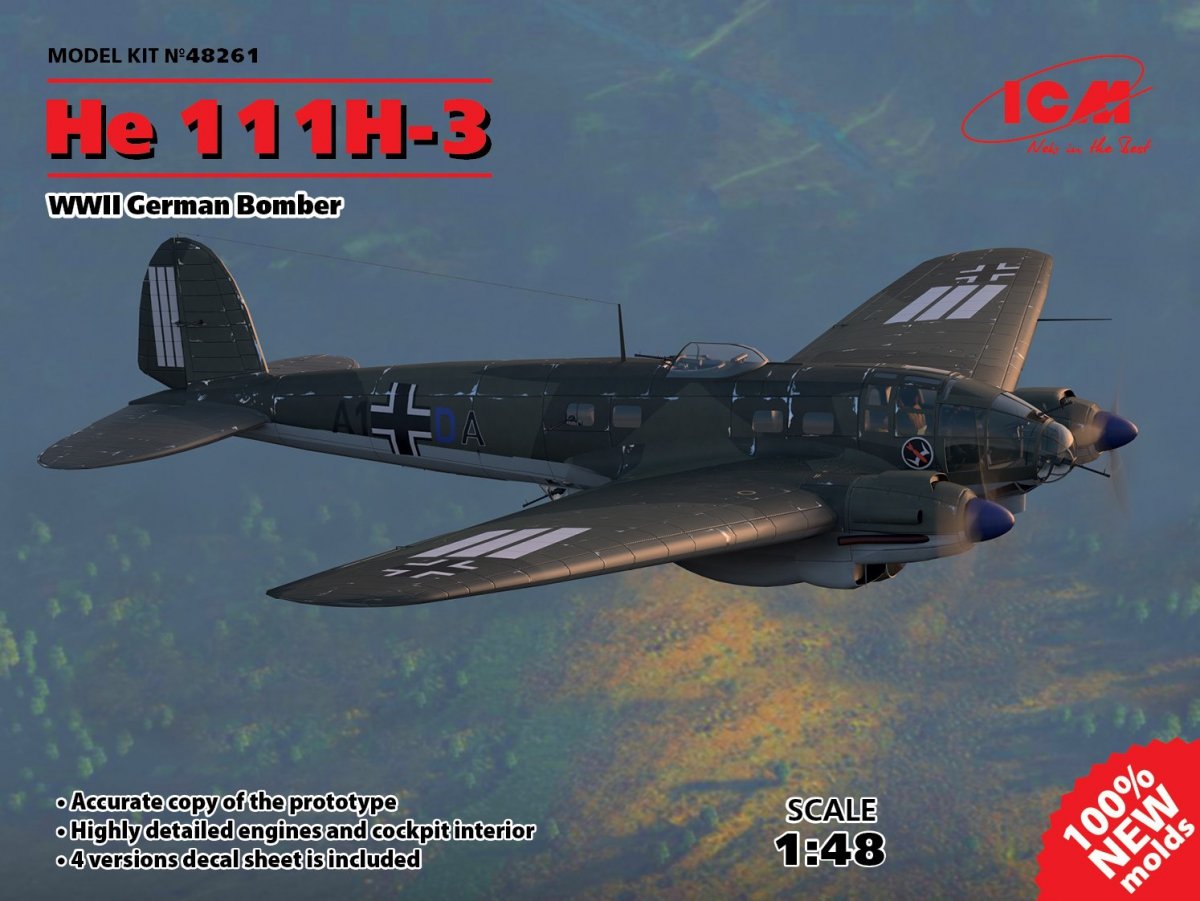 ICM 48261 He 111H-3, bombardier allemand de la Seconde Guerre mondiale (1/48)