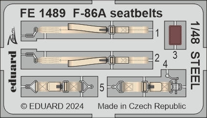 Eduard FE1489 F-86A Seatbelts STEEL CLEAR PROP 1/48