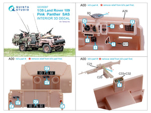 Quinta Studio QD35087 Land Rover 109 Pink Panther SAS 3D-Printed &amp;amp; coloured Interior on decal paper (Tamiya) 1/35 – zdjęcie 2