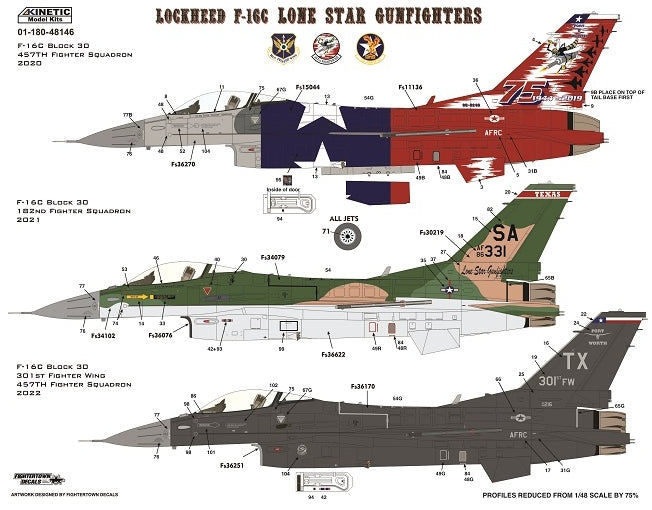Kinetic K48146 General Dynamics F-16 C - Texas ANG (The Lone Star Gunfighters) 1/48 – zdjęcie 2