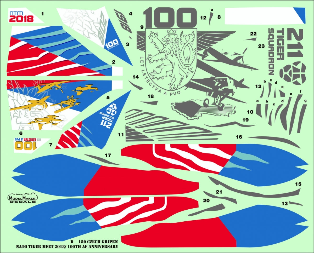 ModelMaker Decals D48159 Czech Gripen 100 Years of Aviation / NTM 2018 1/48 – zdjęcie 2