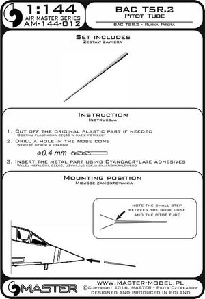 Master AM-144-012 BAC TSR.2 - Pilot Tube 1/144 – zdjęcie 4