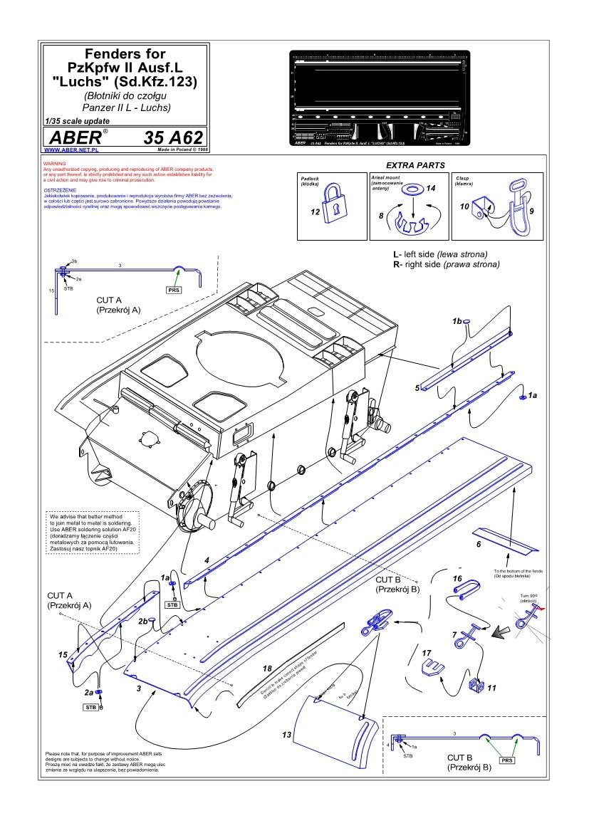 Aber 35A062 Fenders for Panzer II, Ausf.L - Luchs (1/35) – image 4