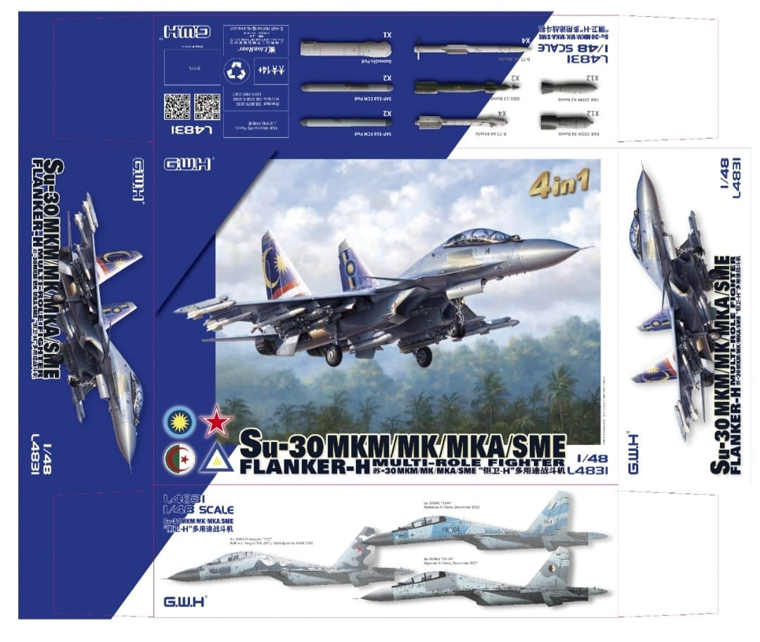 Great Wall Hobby L4831 Su-30 MKM / MK / MKA / SME &amp;#39;Flanker H&amp;#39; Multirole Fighter 4 In 1 1/48 – image 2