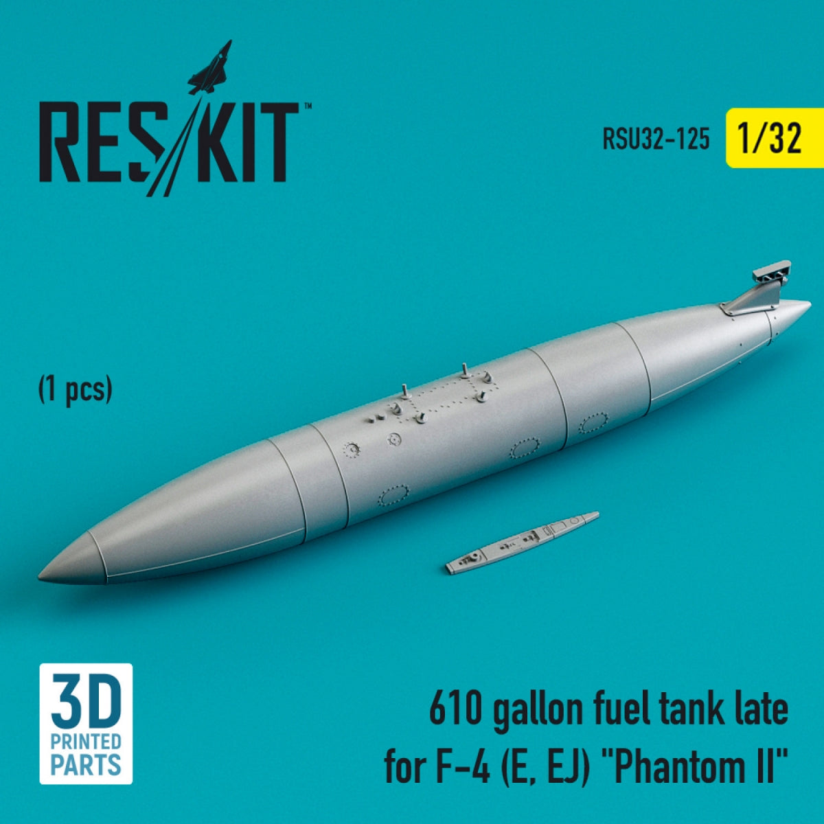 RESKIT RSU32-0125 610 GALLON FUEL TANK LATE FOR F-4 (E, EJ) &amp;quot;PHANTOM II&amp;quot; (3D PRINTED) 1/32