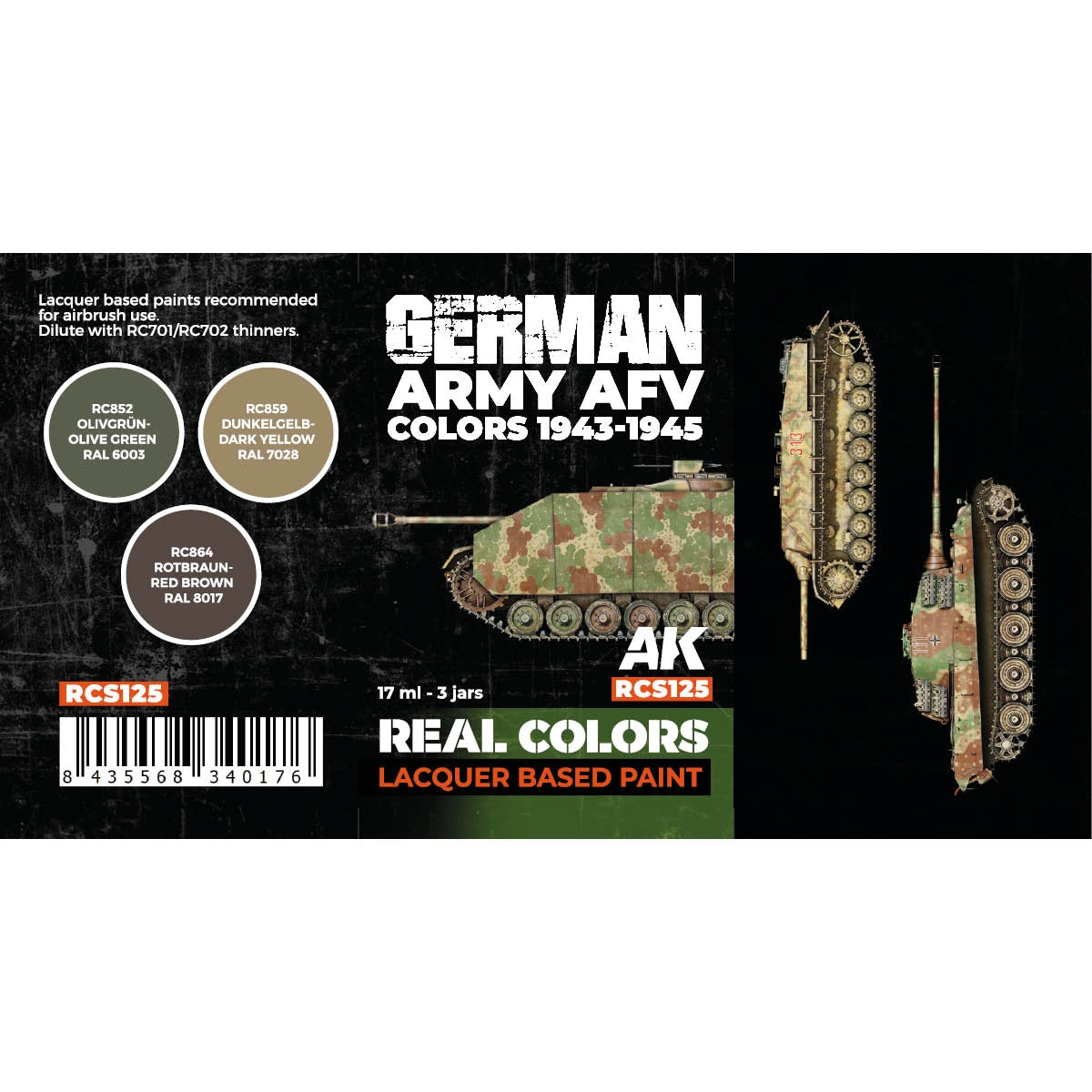 AK Interactive RCS125 German Army AFV Colors 1943-1945 3x17ml – zdjęcie 2