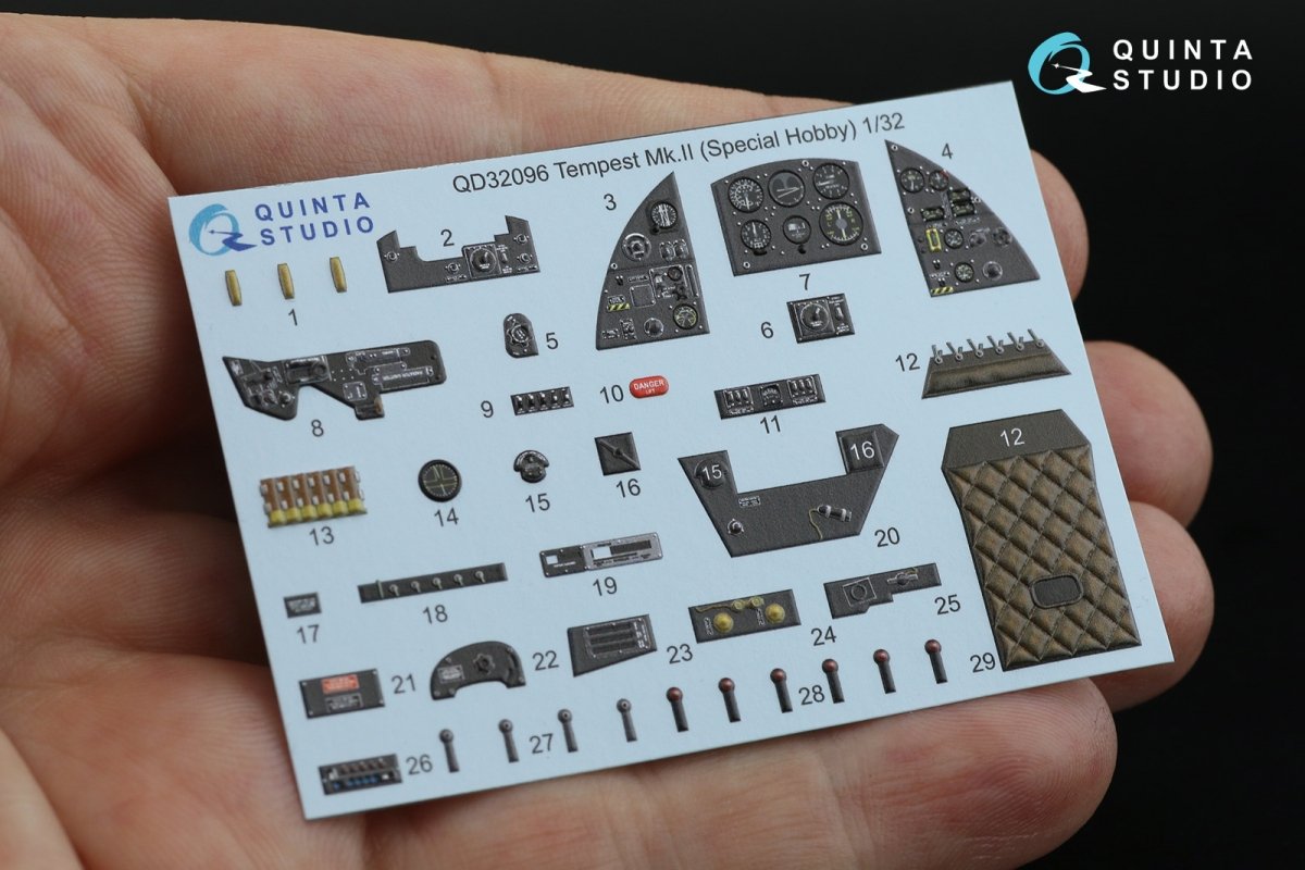Quinta Studio QD32096 Tempest Mk.II 3D-Printed &amp;amp; colored Interior on decal paper (Special Hobby/Revell) 1/32 – image 7