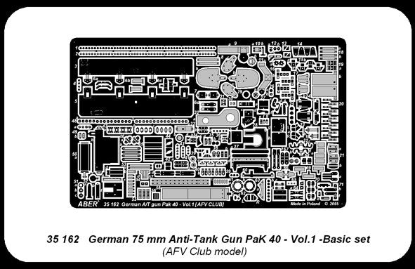 Aber 35162 Niemiecka armata przeciwpancerna PaK40 cz1 zestaw podstawowy (AFV) 1/35 – zdjęcie 4