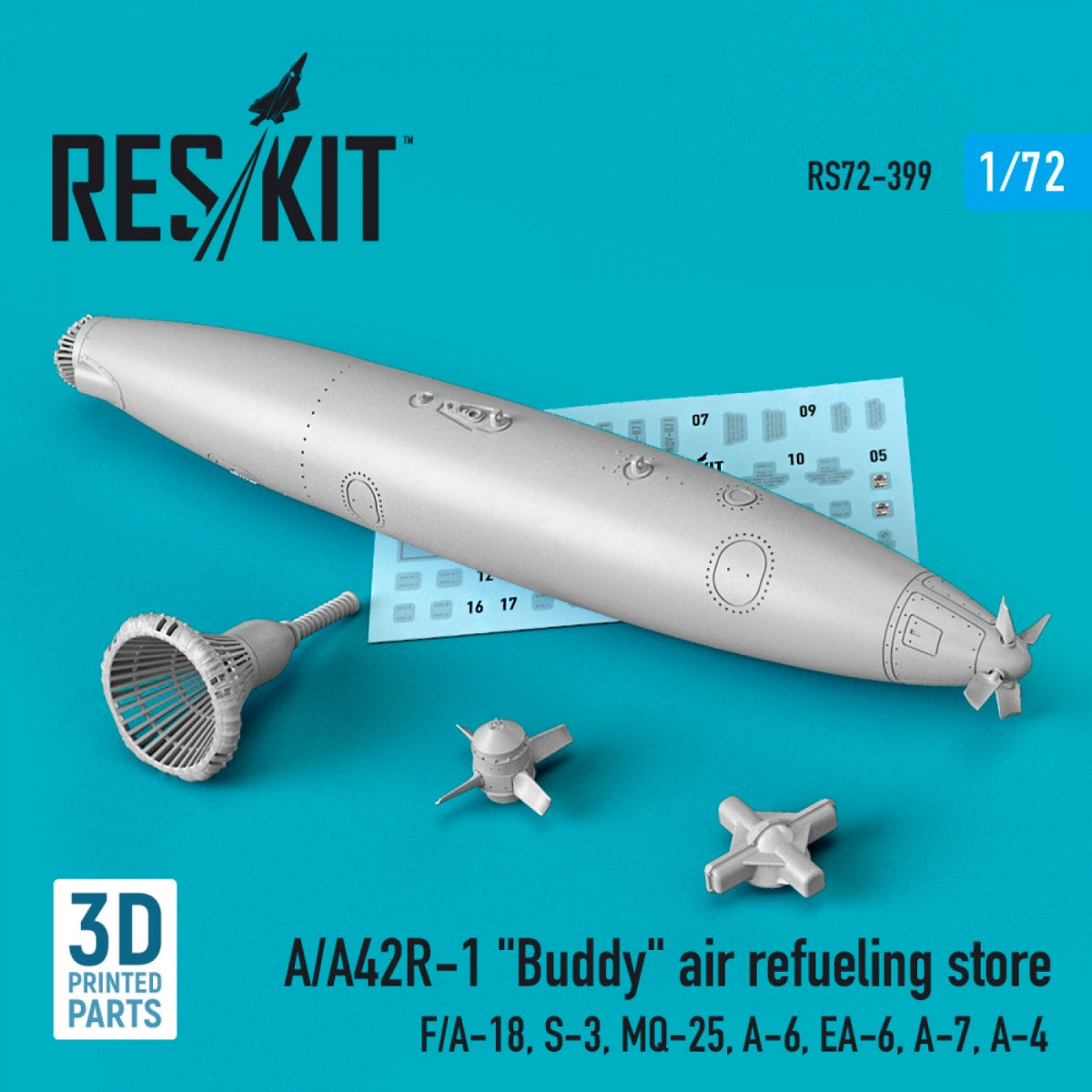 RESKIT RS72-0399 A/A42R-1 &amp;quot;BUDDY&amp;quot; AIR REFUELING STORE (1 PCS) (3D PRINTED) 1/72