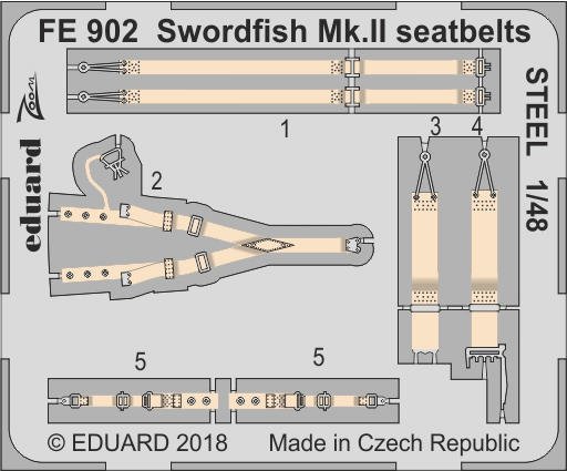 Ceintures de sécurité Eduard FE902 Swordfish Mk. II en acier Tamiya 1/48